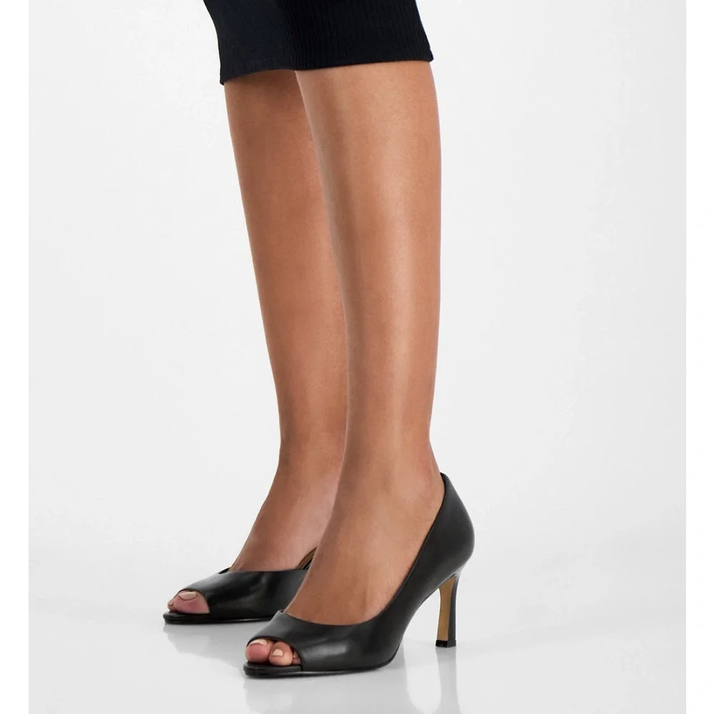 Giani Bernini Women's Valorr Peep Toe d'Orsay Leather Pumps- Size 5
